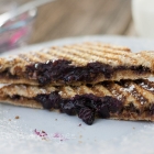 Mashed Blueberry Panini with Peanut Butter and Nutella